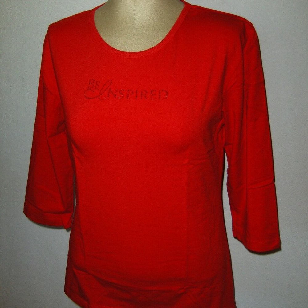 Be Inspired Women's Red T-Shirt Rhinestones Sparkles